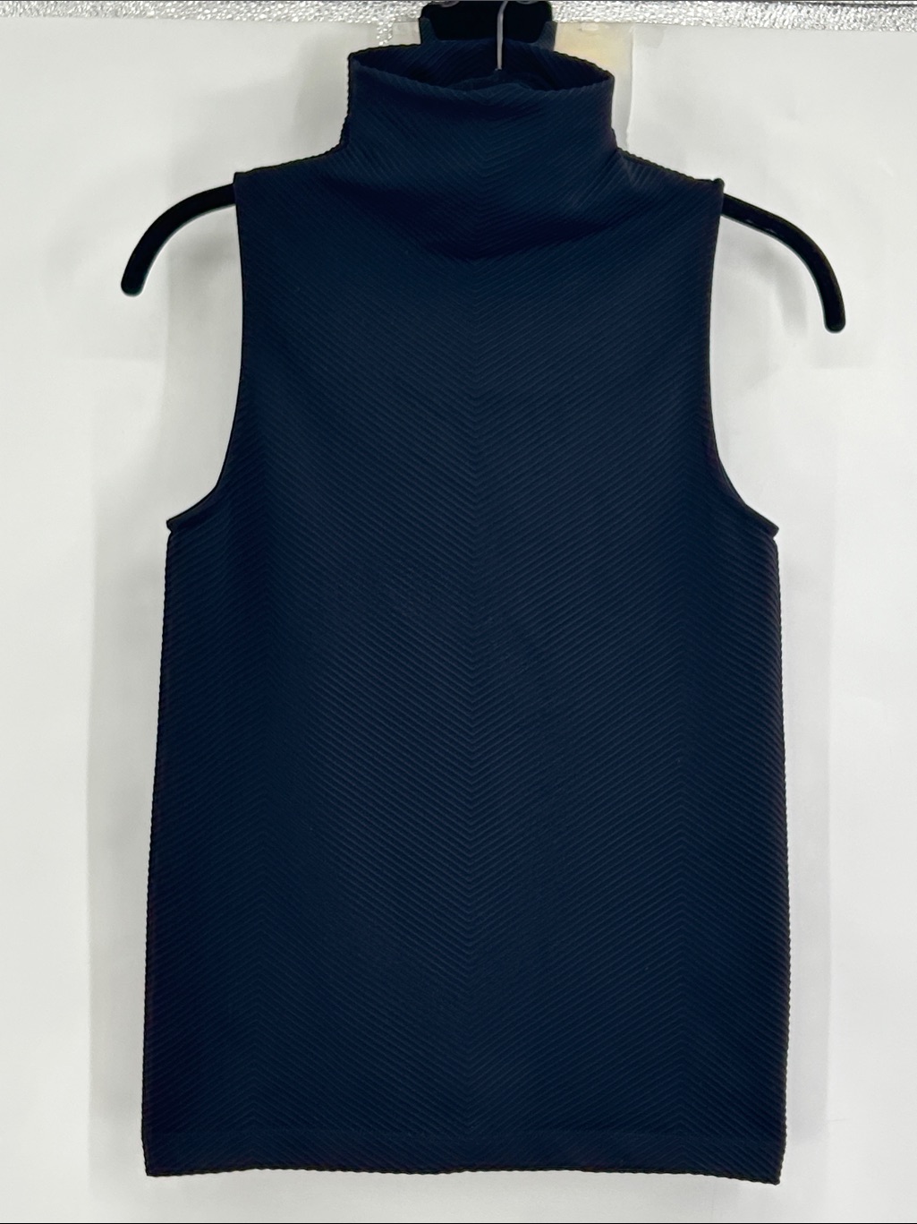 Athleta Black Ribbed Mock Neck Tank Top Black Size Small